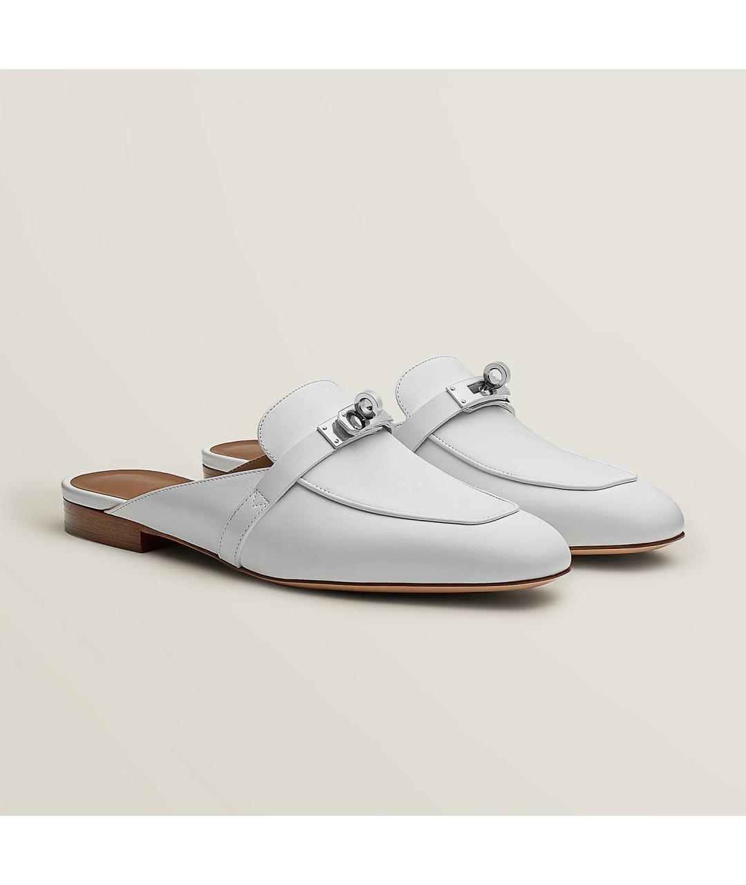 HERMES Белые кожаные мюли, фото 7