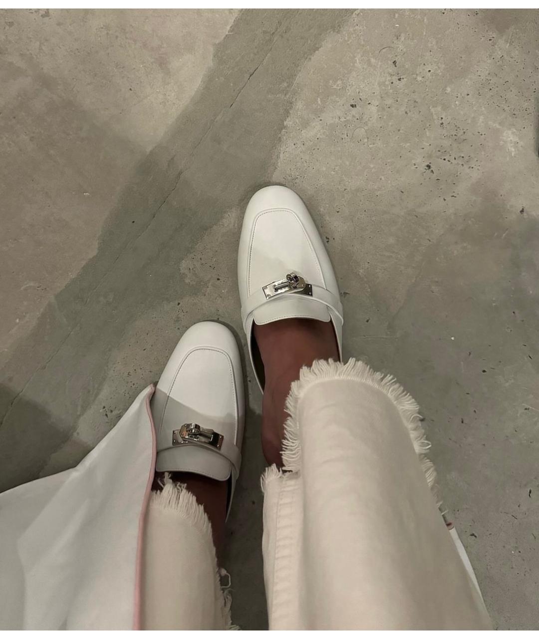 HERMES Белые кожаные мюли, фото 2