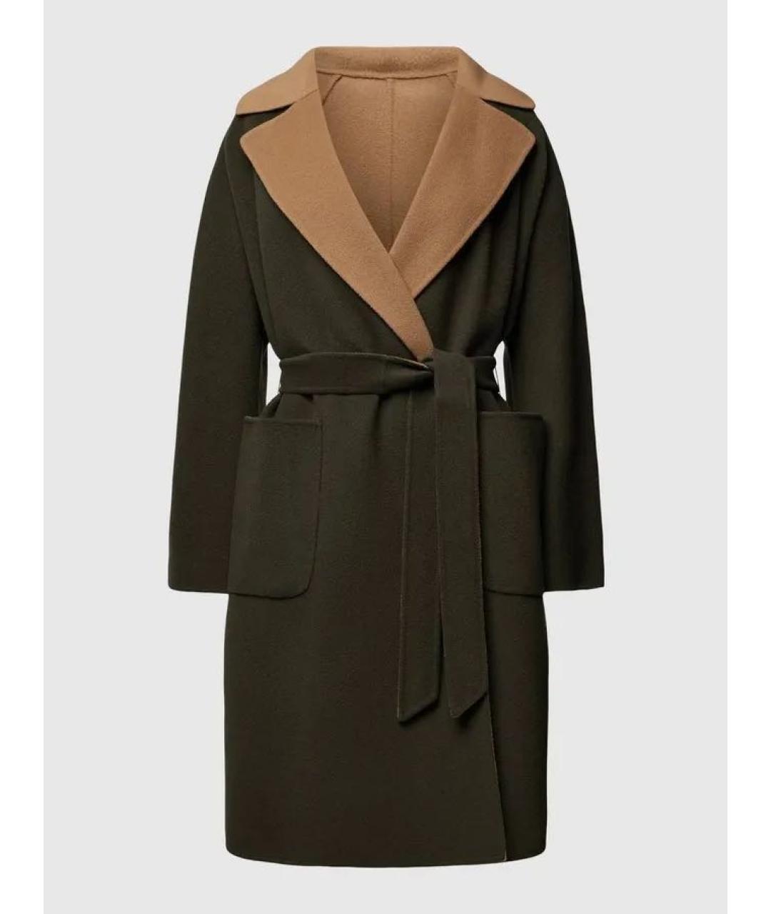 WEEKEND MAX MARA Хаки шерстяное пальто, фото 6