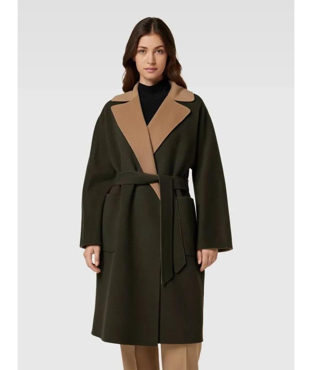 WEEKEND MAX MARA Хаки шерстяное пальто, фото 4