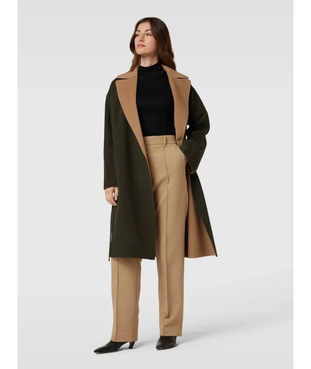 WEEKEND MAX MARA Хаки шерстяное пальто, фото 5