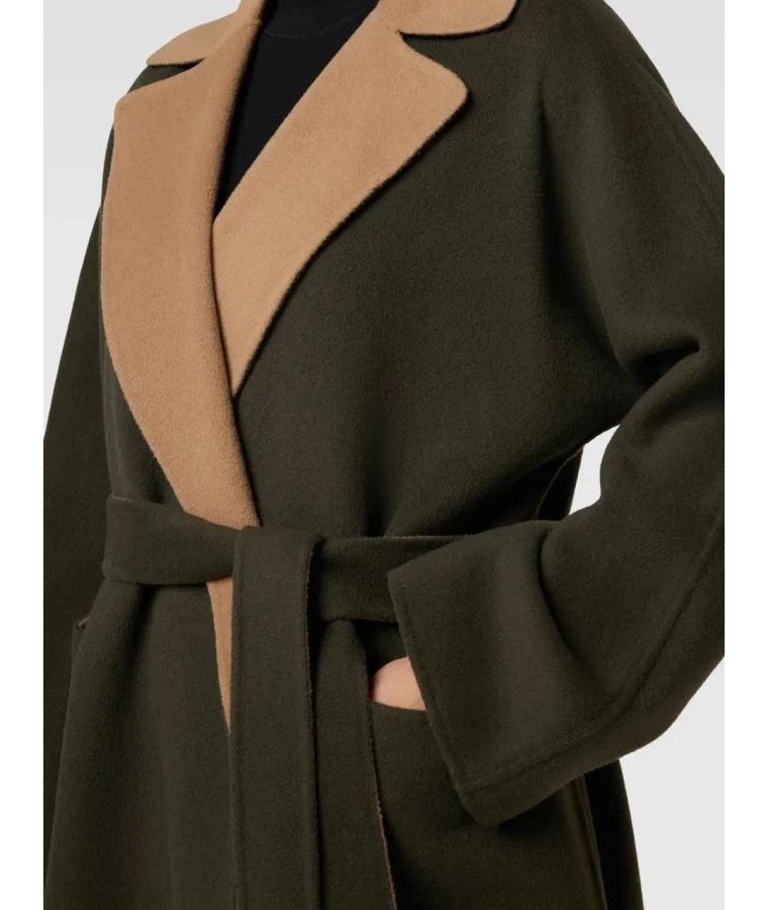 WEEKEND MAX MARA Хаки шерстяное пальто, фото 3