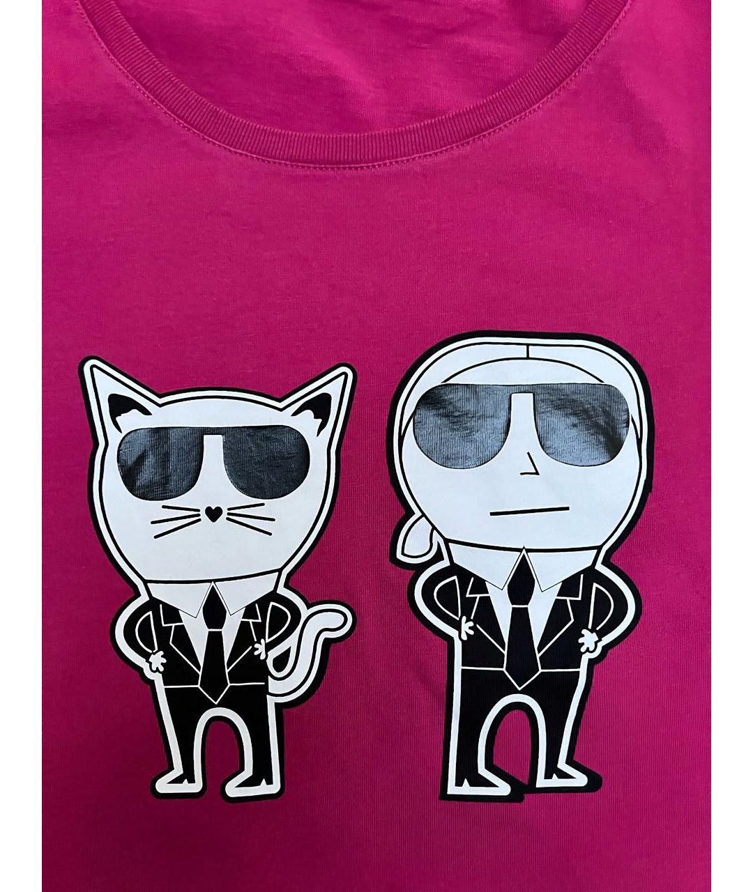 KARL LAGERFELD Розовая хлопковая футболка, фото 3