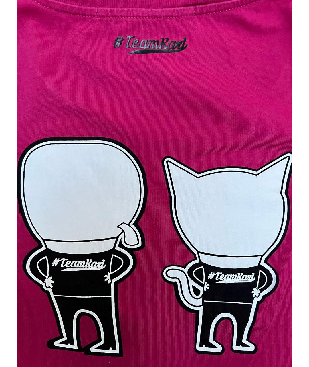KARL LAGERFELD Розовая хлопковая футболка, фото 4