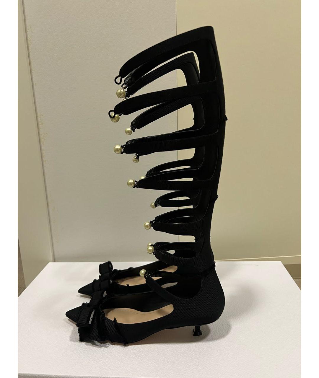 CHRISTIAN DIOR Черные текстильные лодочки на низком каблуке, фото 2