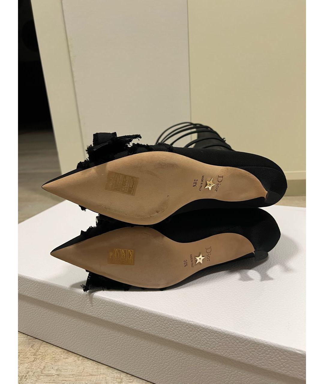CHRISTIAN DIOR Черные текстильные лодочки на низком каблуке, фото 4