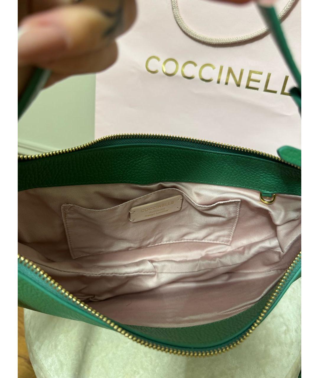 COCCINELLE Зеленая кожаная сумка через плечо, фото 5