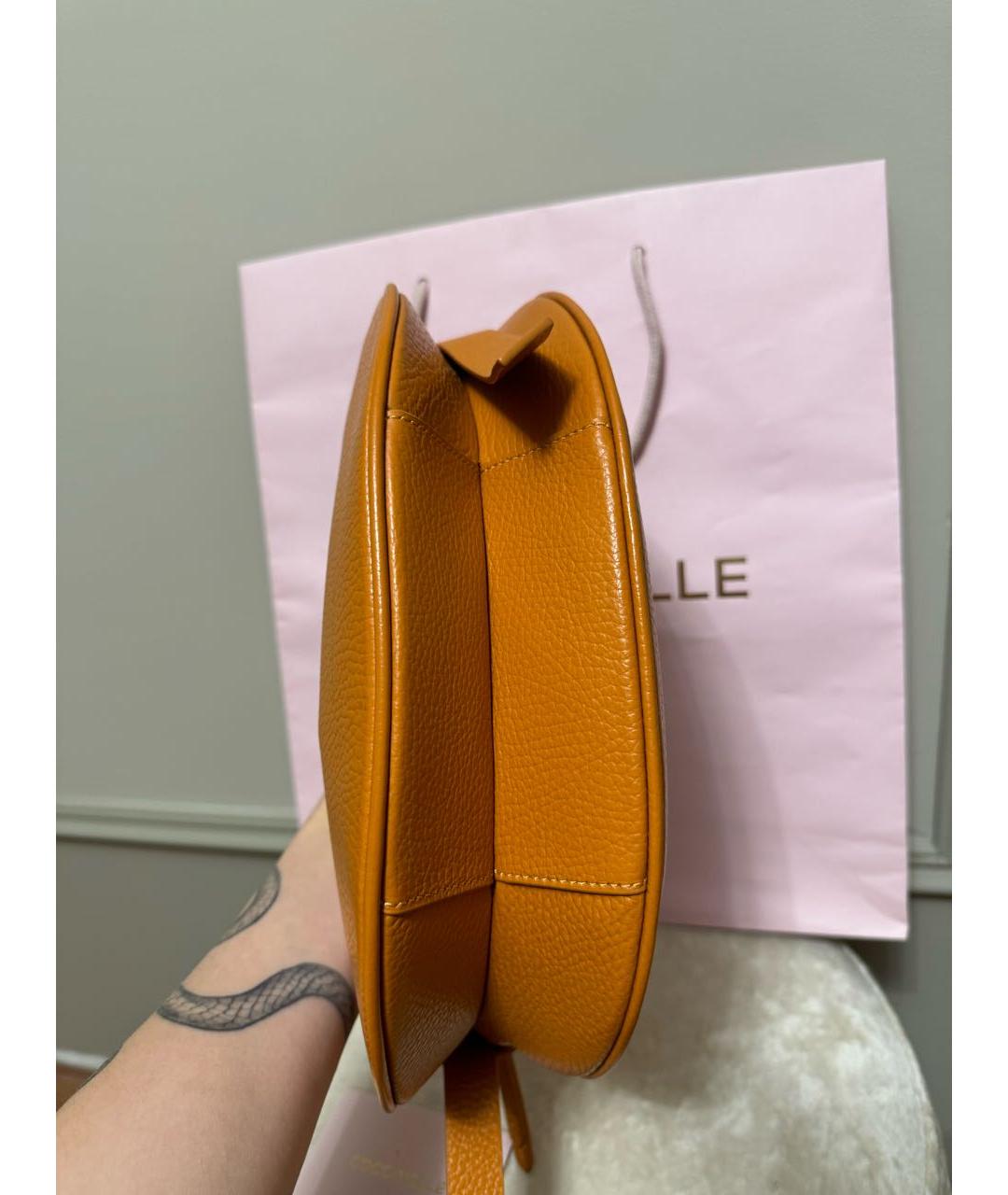 COCCINELLE Оранжевая кожаная сумка с короткими ручками, фото 6