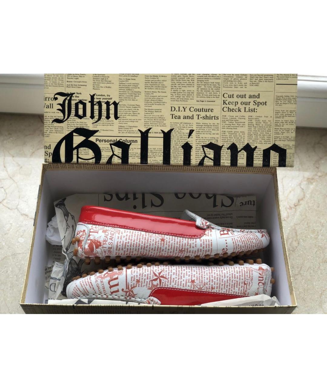 JOHN GALLIANO Белые кожаные лоферы и мокасины, фото 4
