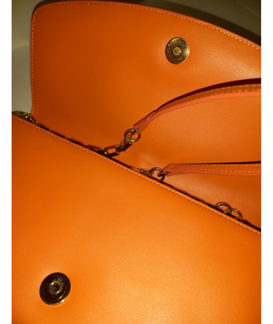 CAVALLI CLASS Оранжевая кожаная сумка через плечо, фото 6
