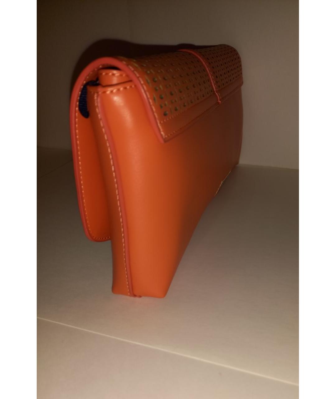 CAVALLI CLASS Оранжевая кожаная сумка через плечо, фото 3