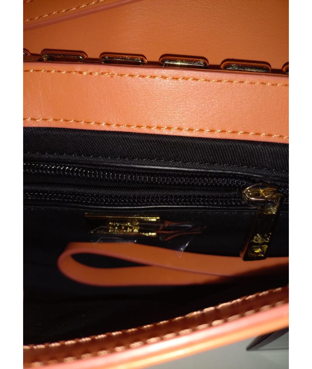 CAVALLI CLASS Оранжевая кожаная сумка через плечо, фото 9