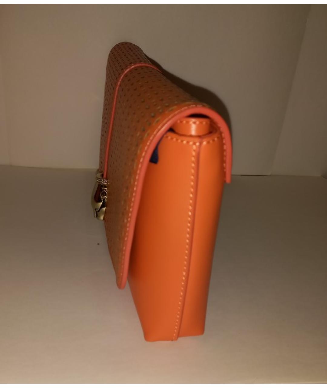 CAVALLI CLASS Оранжевая кожаная сумка через плечо, фото 2