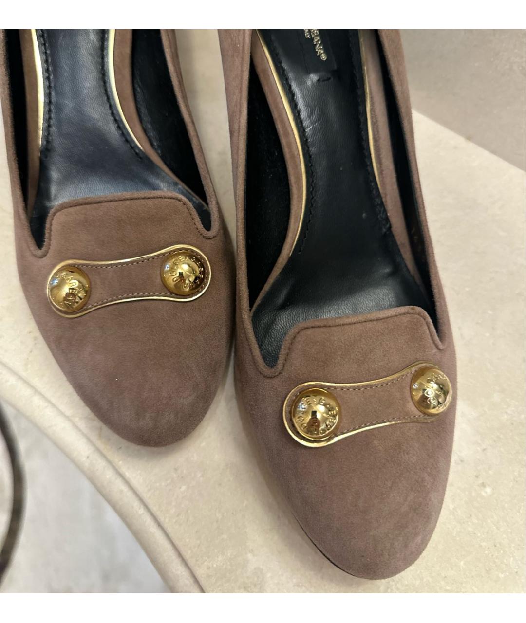 DOLCE&GABBANA Бежевые замшевые туфли, фото 4
