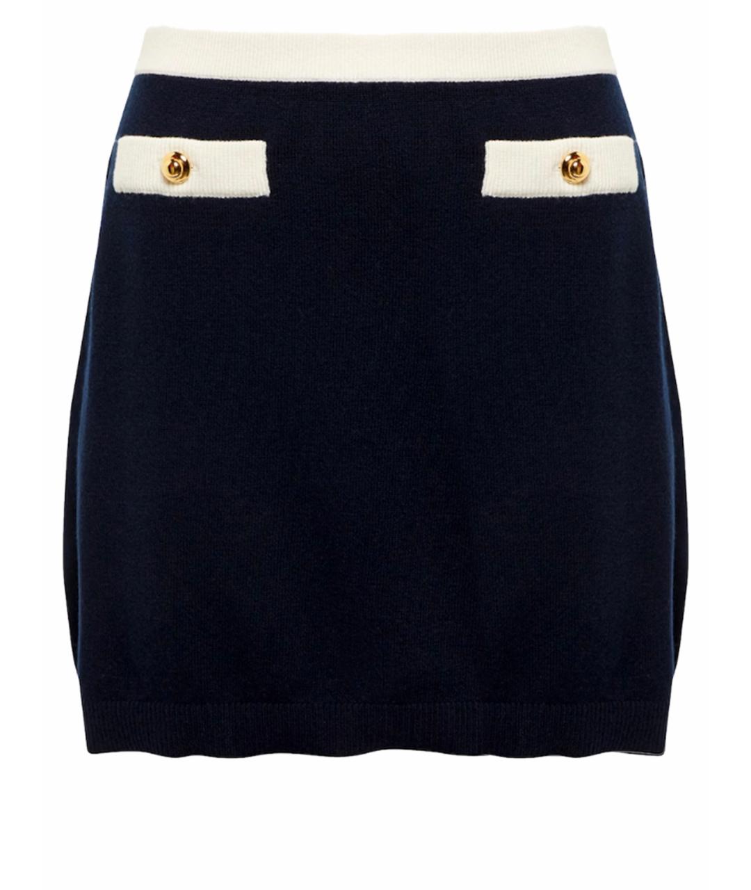 MIU MIU Темно-синяя кашемировая юбка мини, фото 1