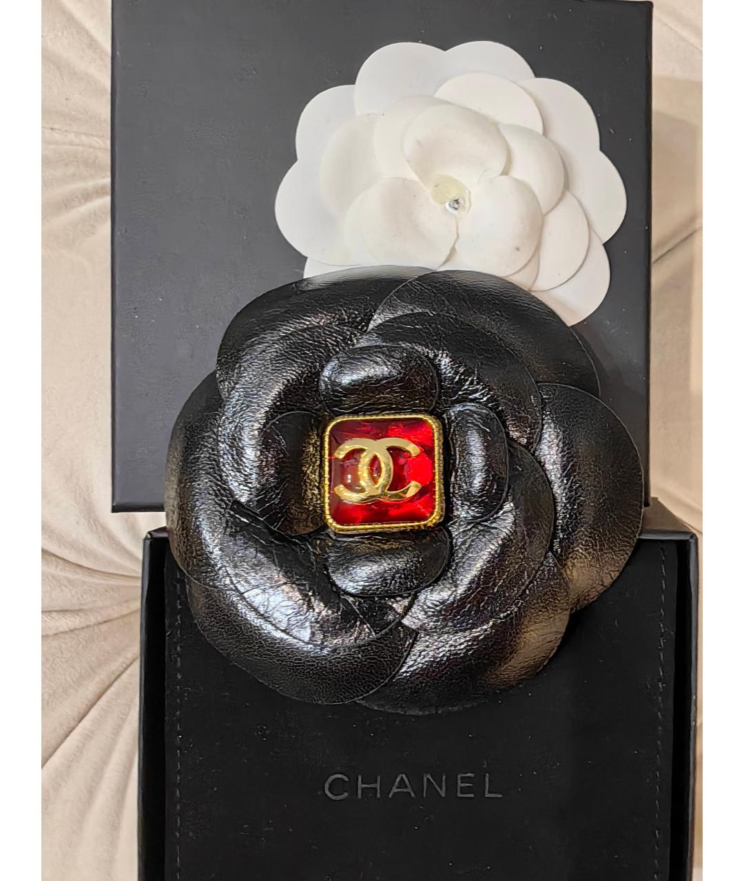 CHANEL Черная кожаная булавка / брошь, фото 5