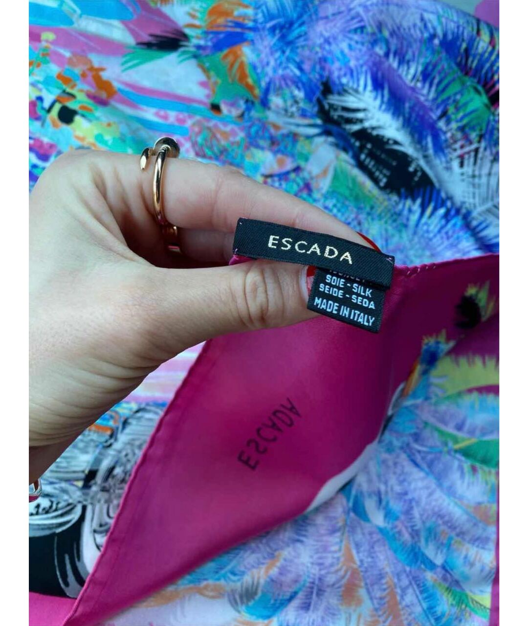 ESCADA Розовый шелковый шарф, фото 2