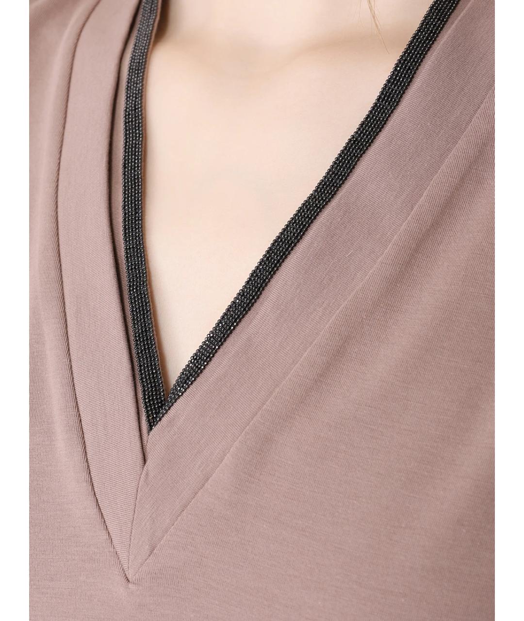 BRUNELLO CUCINELLI Коричневая футболка, фото 5