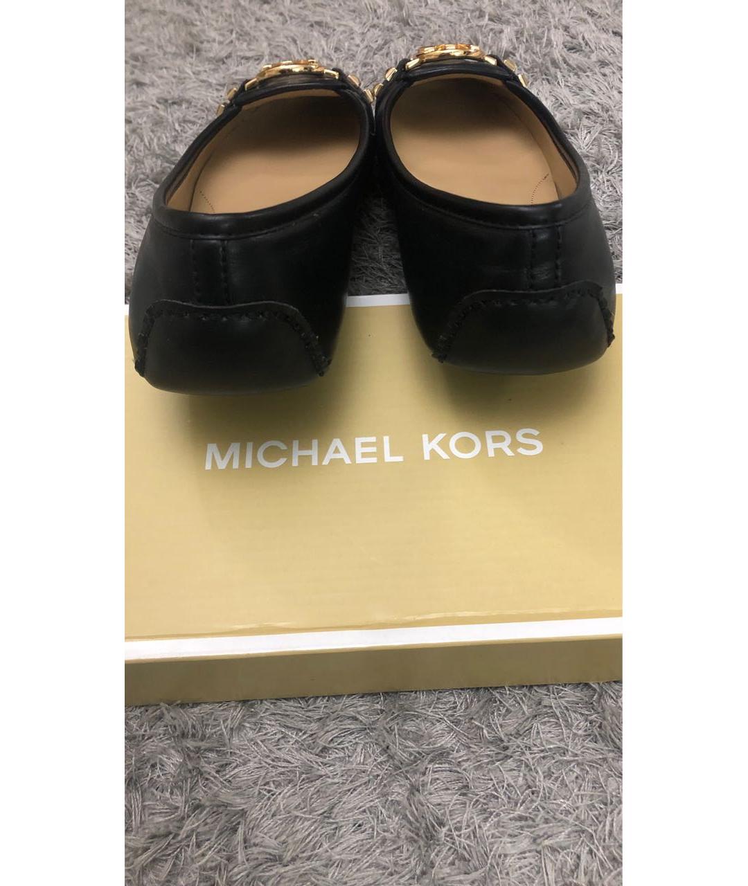 MICHAEL KORS Черные кожаные балетки, фото 4