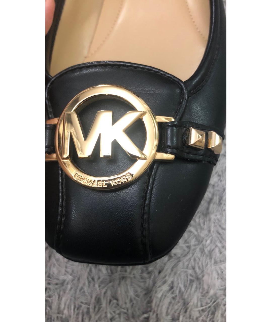 MICHAEL KORS Черные кожаные балетки, фото 5