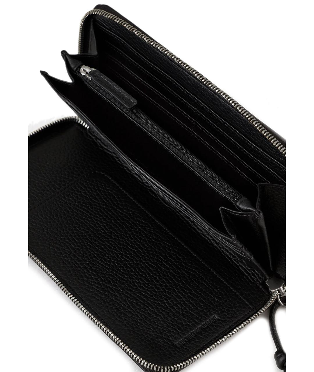 EMPORIO ARMANI Черный кожаный кошелек, фото 4