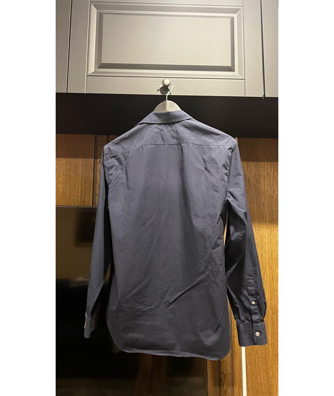 BURBERRY Темно-синяя хлопковая классическая рубашка, фото 2