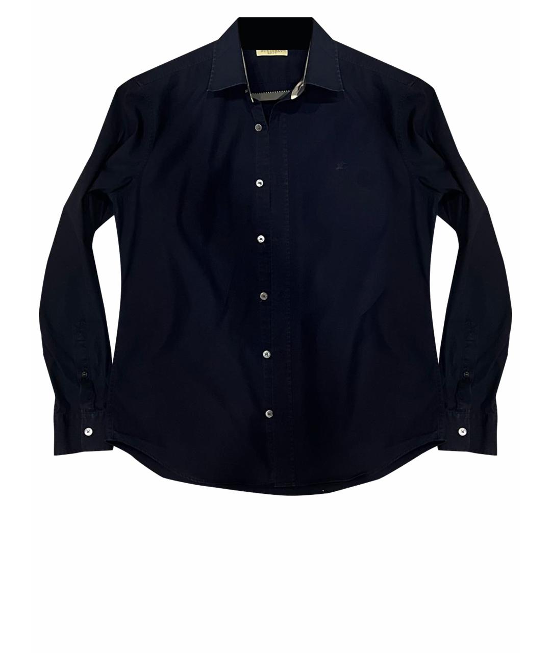 BURBERRY Темно-синяя хлопковая классическая рубашка, фото 1