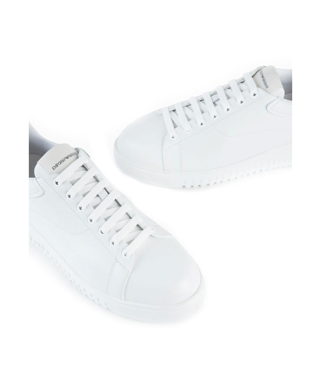 EMPORIO ARMANI Белые кожаные низкие кроссовки / кеды, фото 4