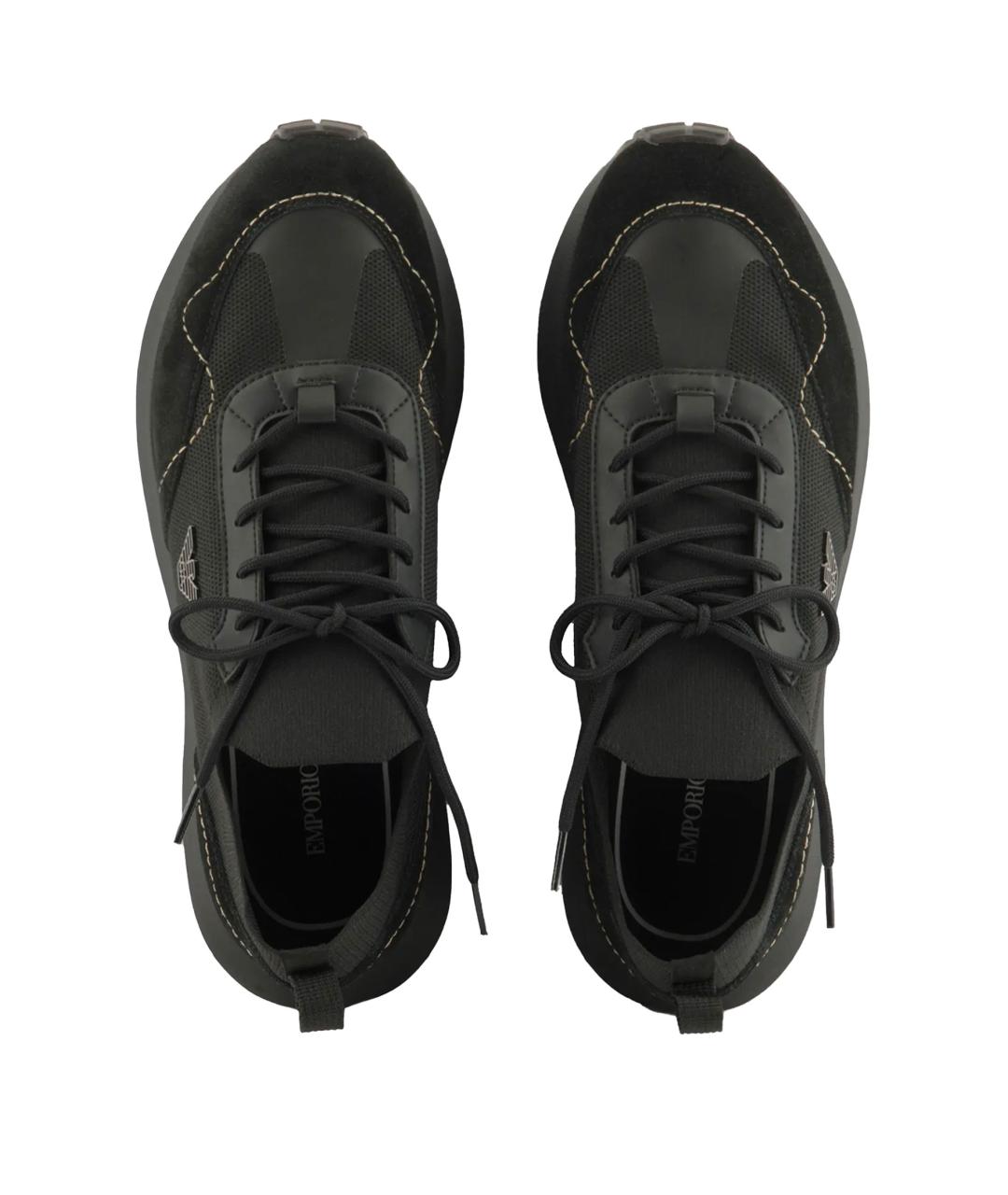 EMPORIO ARMANI Черные синтетические низкие кроссовки / кеды, фото 4