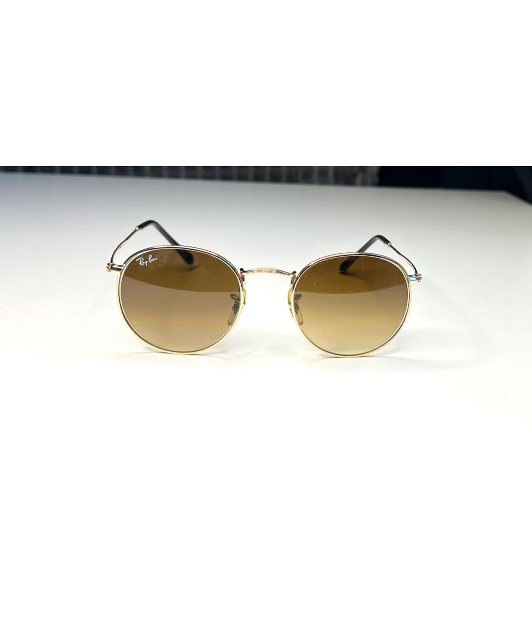 RAY BAN Коричневые металлические солнцезащитные очки, фото 6