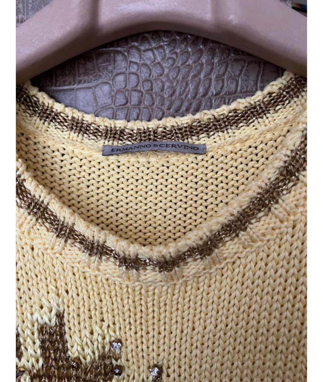 ERMANNO SCERVINO Желтый хлопко-эластановый джемпер / свитер, фото 4
