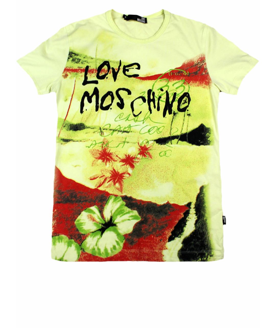 LOVE MOSCHINO Салатовая хлопко-эластановая футболка, фото 1