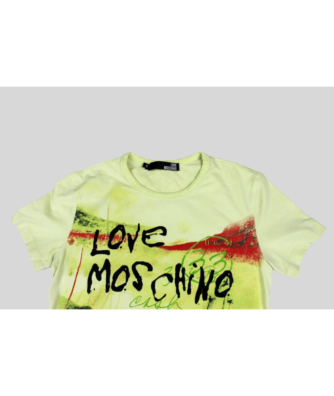 LOVE MOSCHINO Салатовая хлопко-эластановая футболка, фото 2