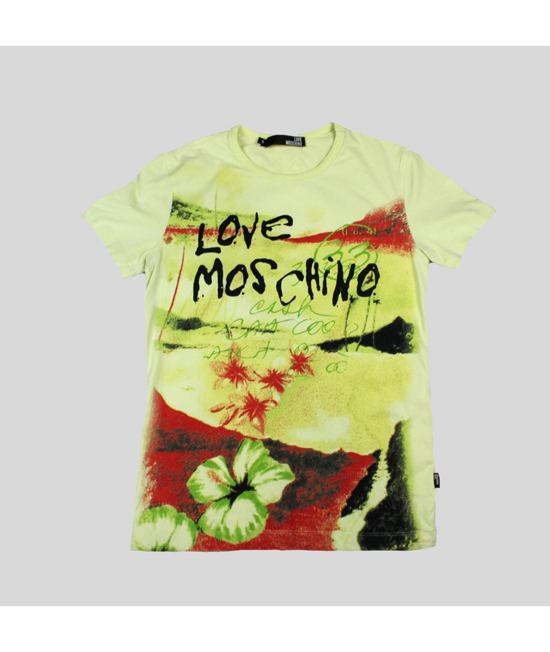 LOVE MOSCHINO Салатовая хлопко-эластановая футболка, фото 3