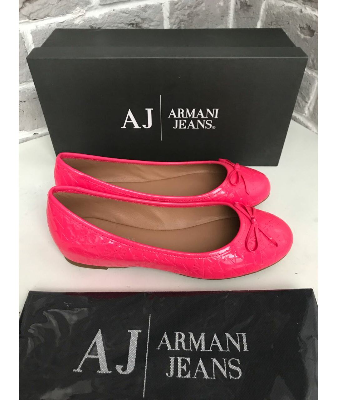 ARMANI JEANS Коралловые кожаные балетки, фото 5