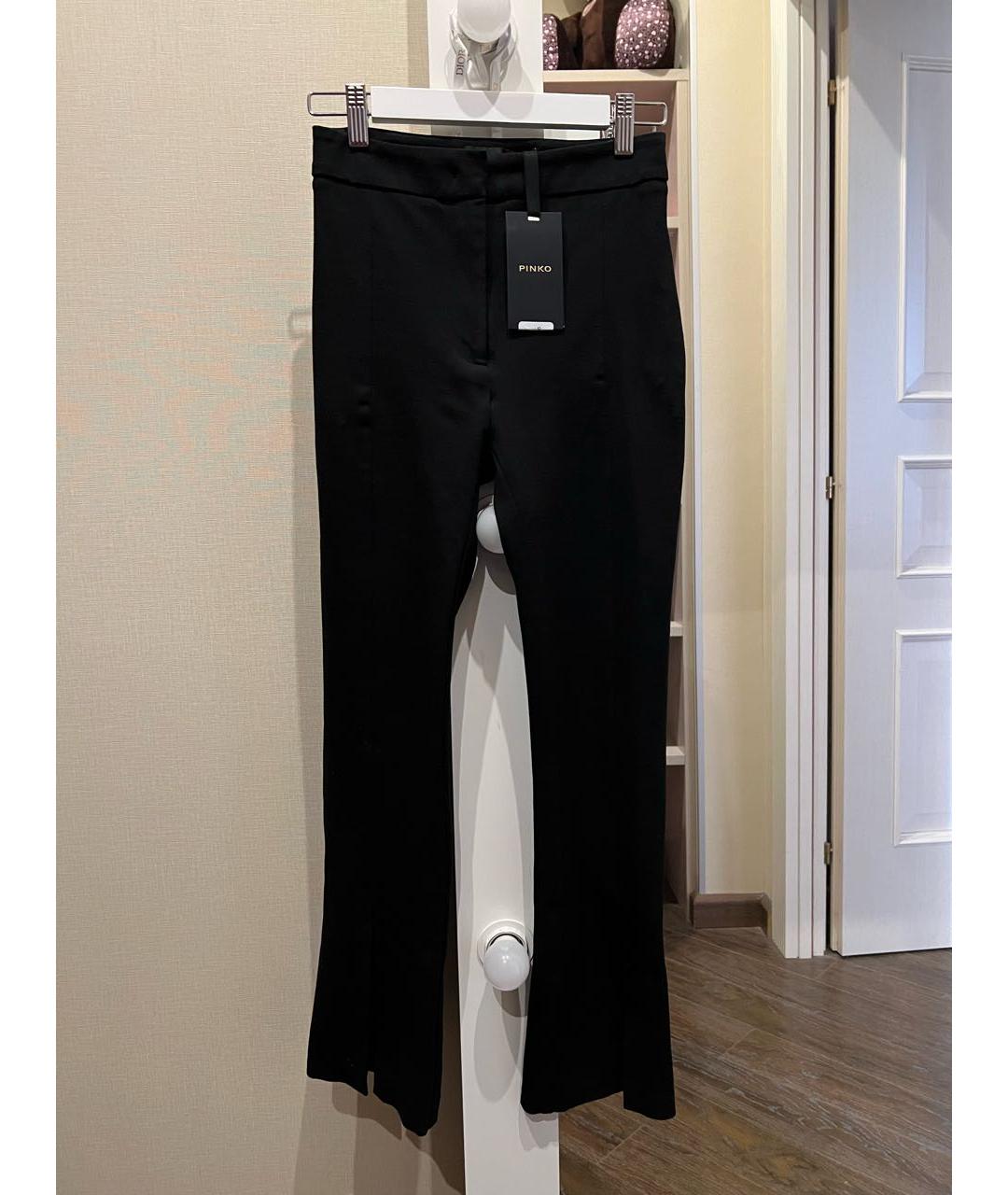 PINKO Черные вискозные прямые брюки, фото 5