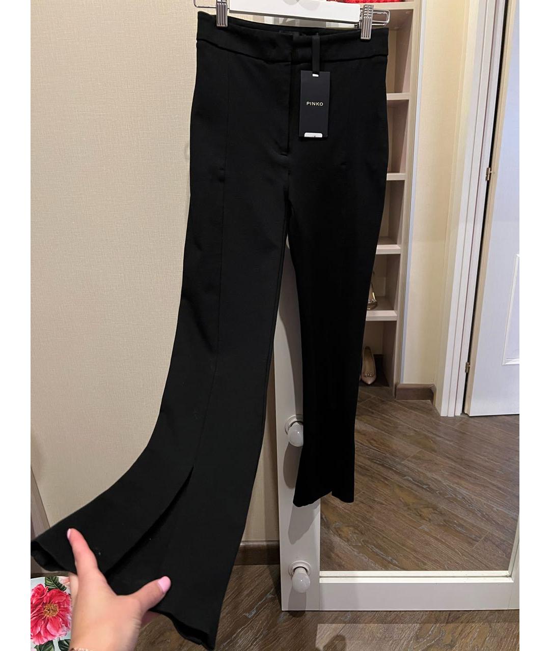 PINKO Черные вискозные прямые брюки, фото 2