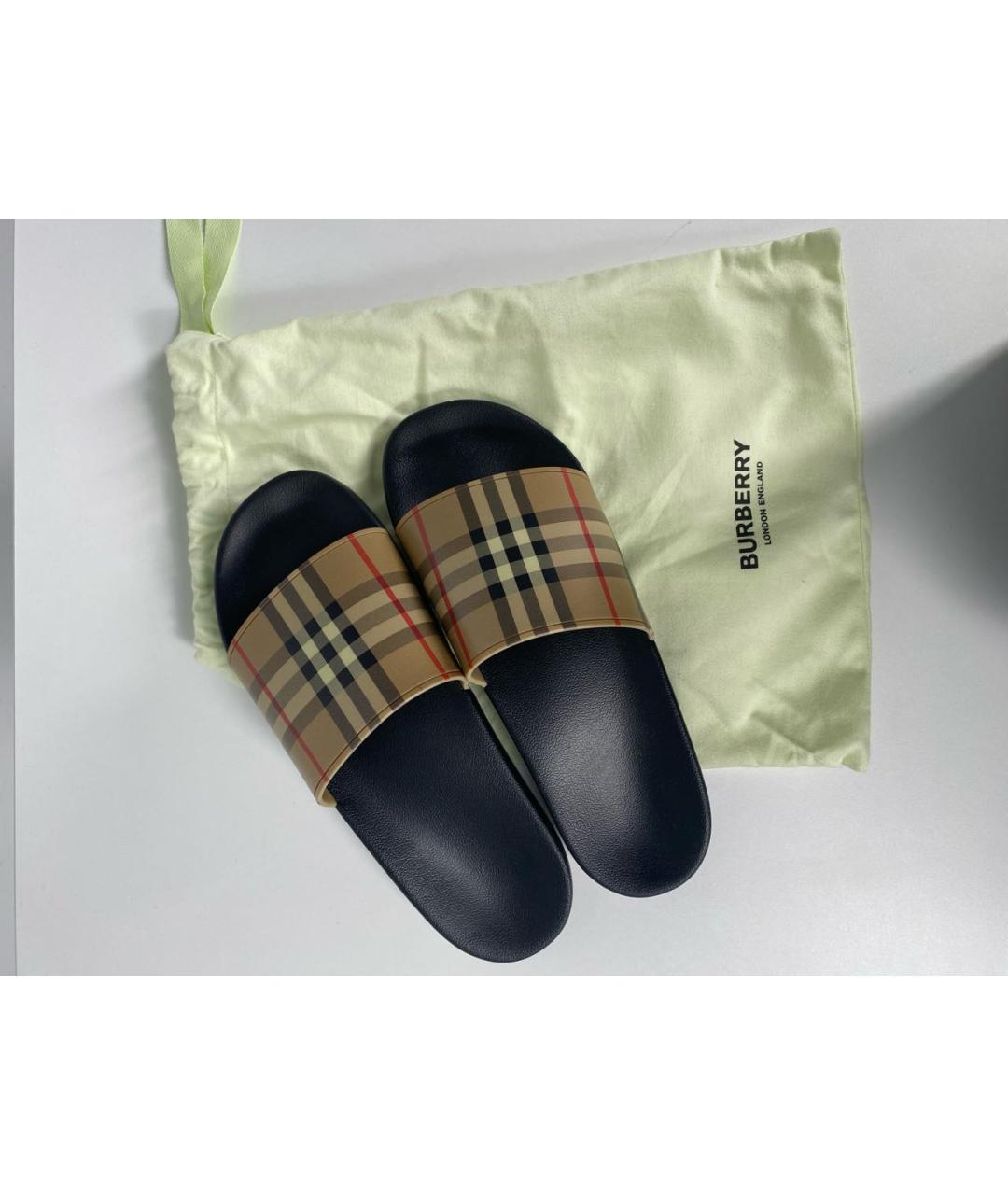 BURBERRY Мульти резиновые шлепанцы, фото 6