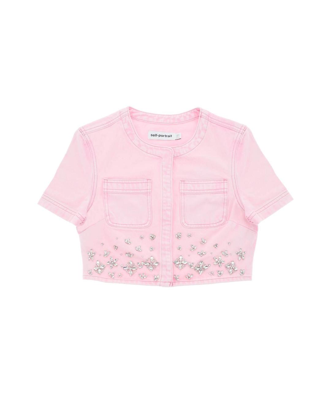 SELF-PORTRAIT Розовая хлопковая футболка, фото 2