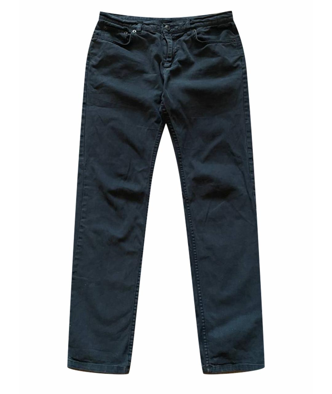 HELMUT LANG Антрацитовые хлопко-эластановые прямые джинсы, фото 1