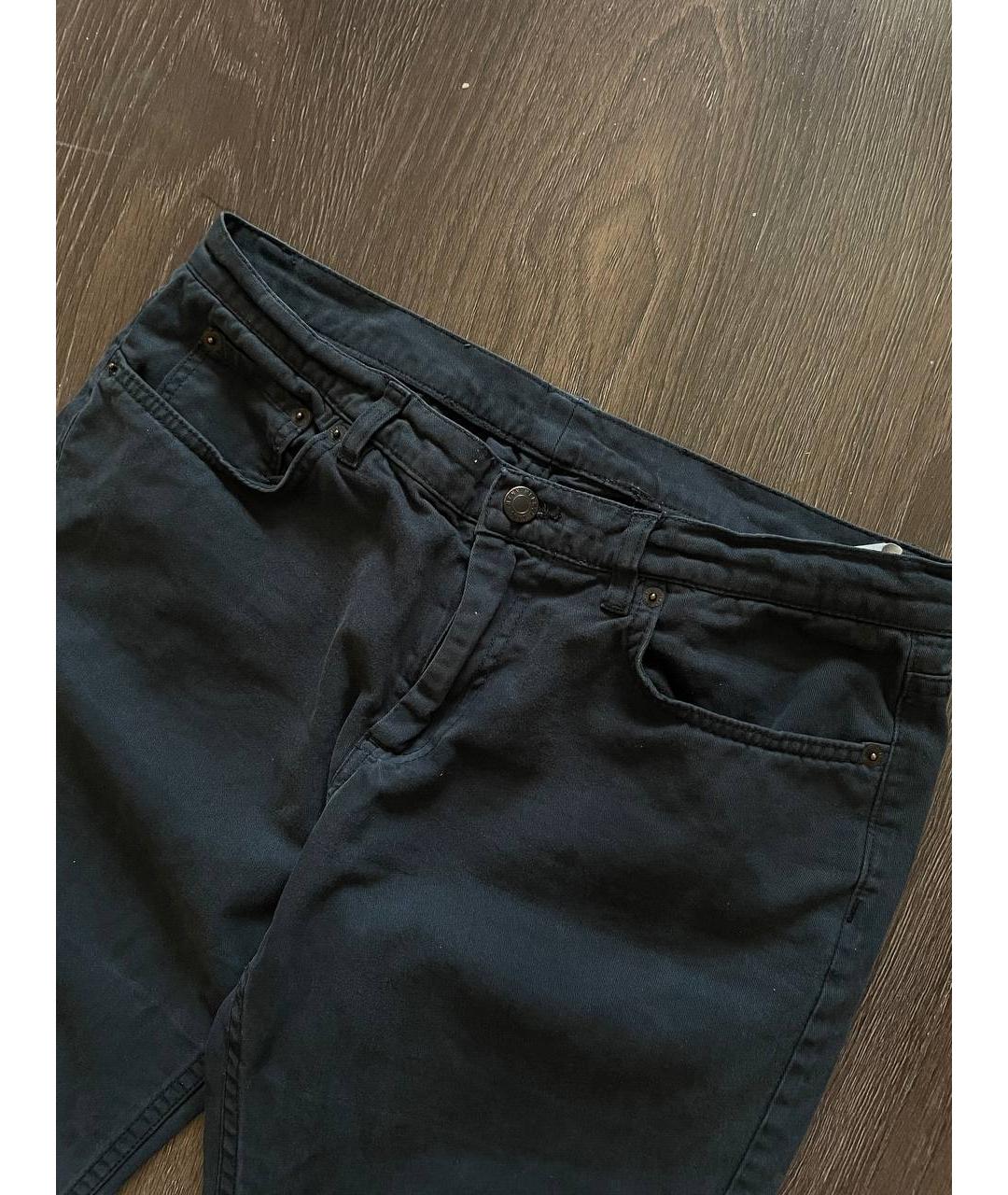 HELMUT LANG Антрацитовые хлопко-эластановые прямые джинсы, фото 3