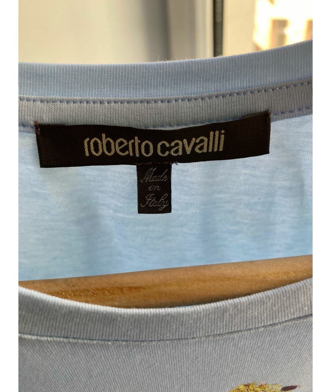 ROBERTO CAVALLI Голубая хлопковая футболка, фото 6