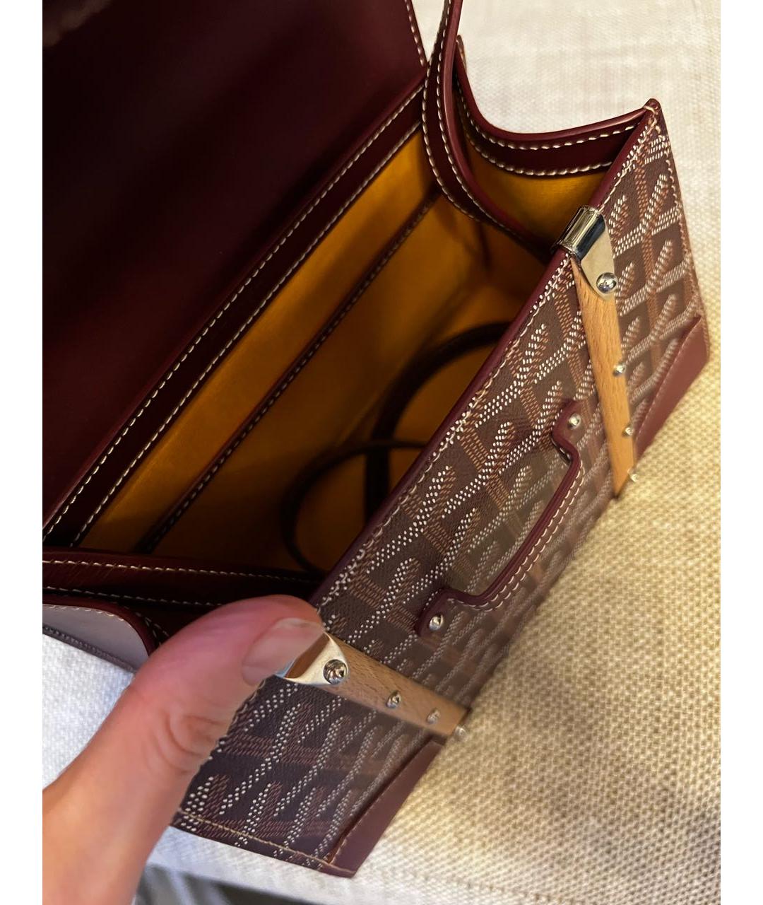 GOYARD Бордовая кожаная сумка с короткими ручками, фото 4