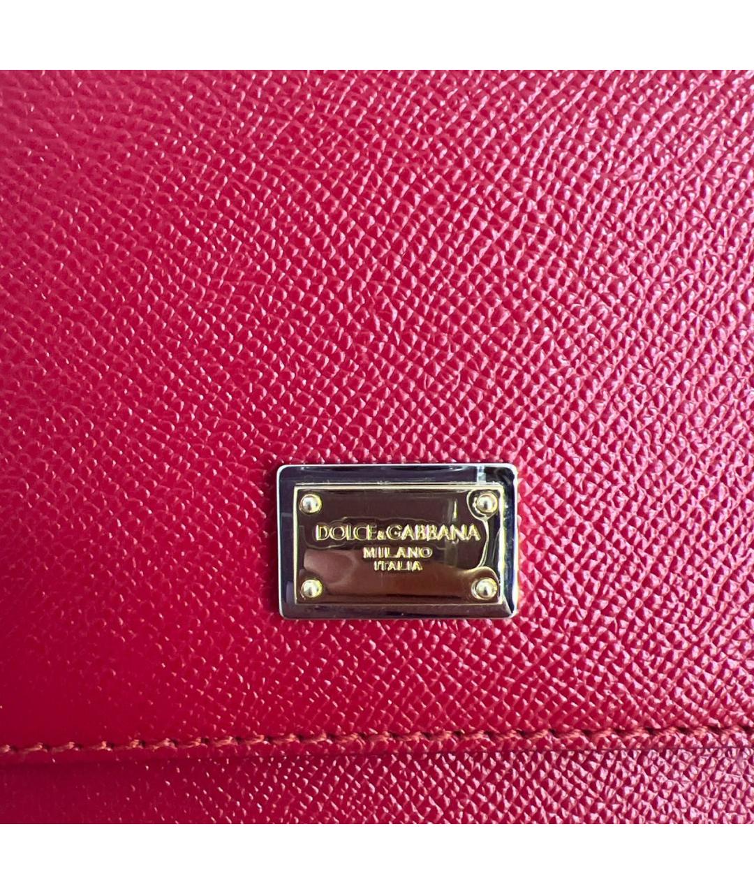 DOLCE&GABBANA Красная кожаная сумка с короткими ручками, фото 6
