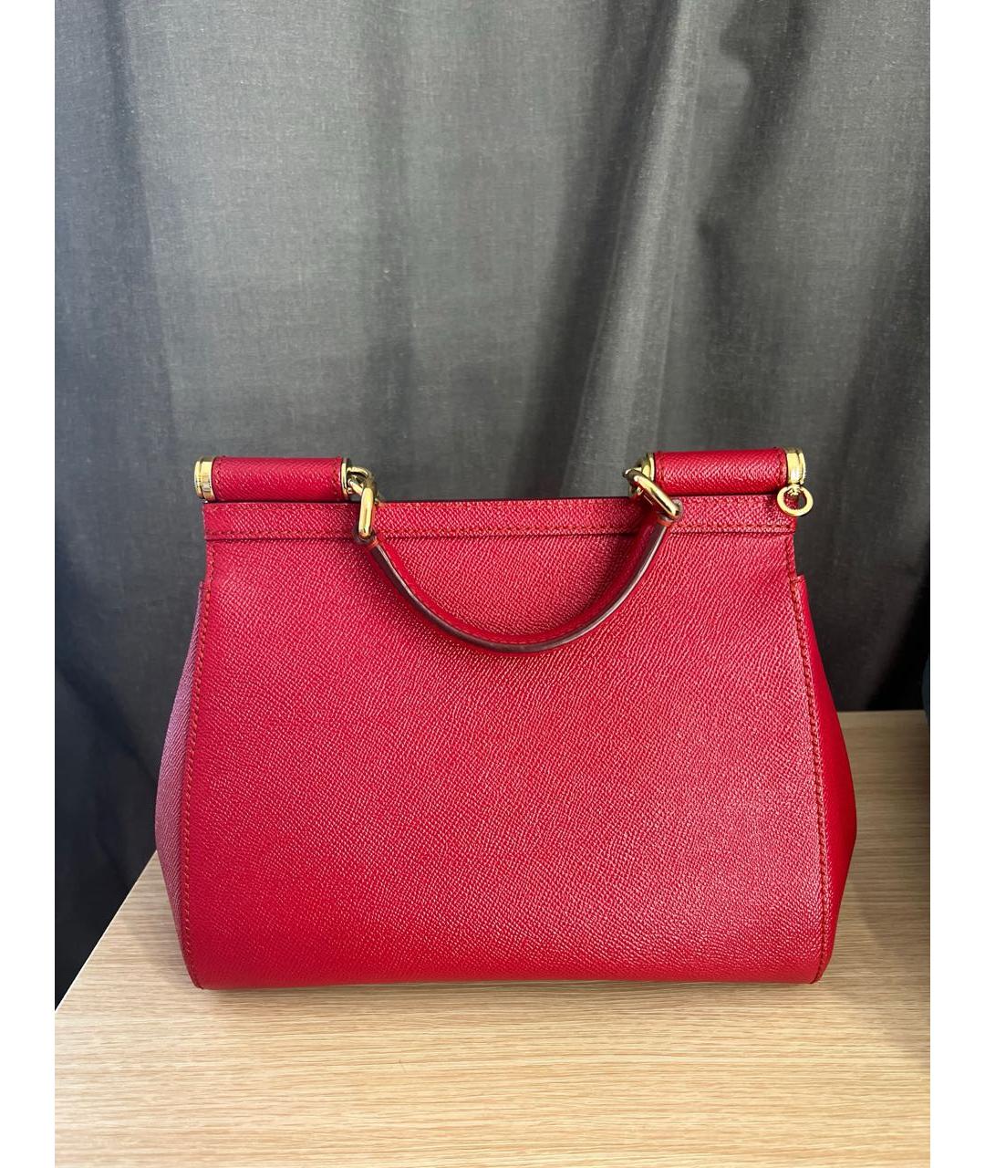DOLCE&GABBANA Красная кожаная сумка с короткими ручками, фото 2