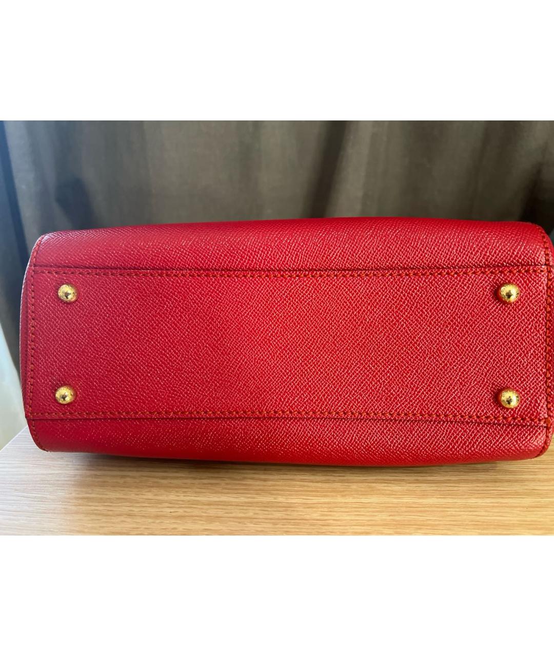 DOLCE&GABBANA Красная кожаная сумка с короткими ручками, фото 5