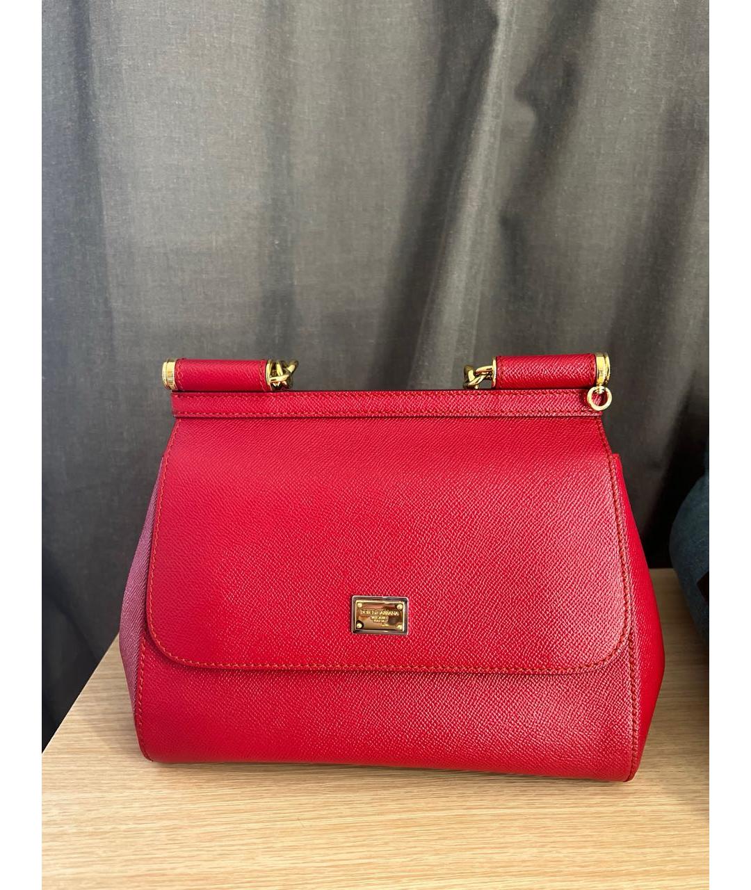 DOLCE&GABBANA Красная кожаная сумка с короткими ручками, фото 7