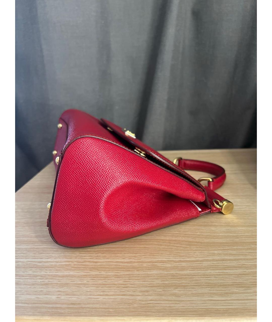 DOLCE&GABBANA Красная кожаная сумка с короткими ручками, фото 3