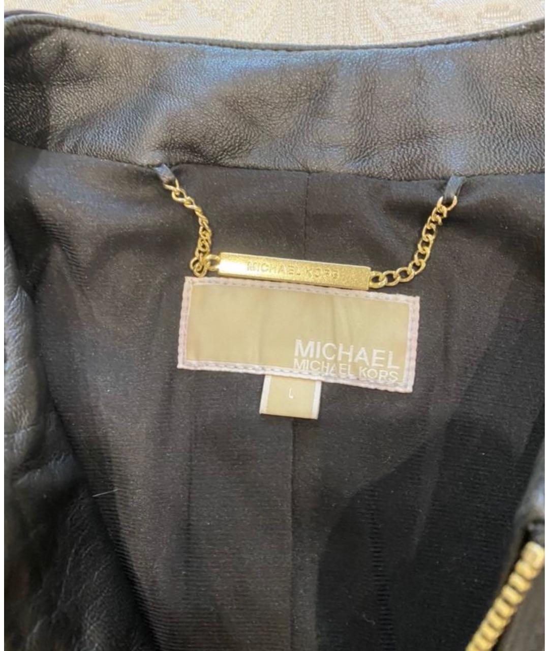 MICHAEL KORS Черная кожаная куртка, фото 4