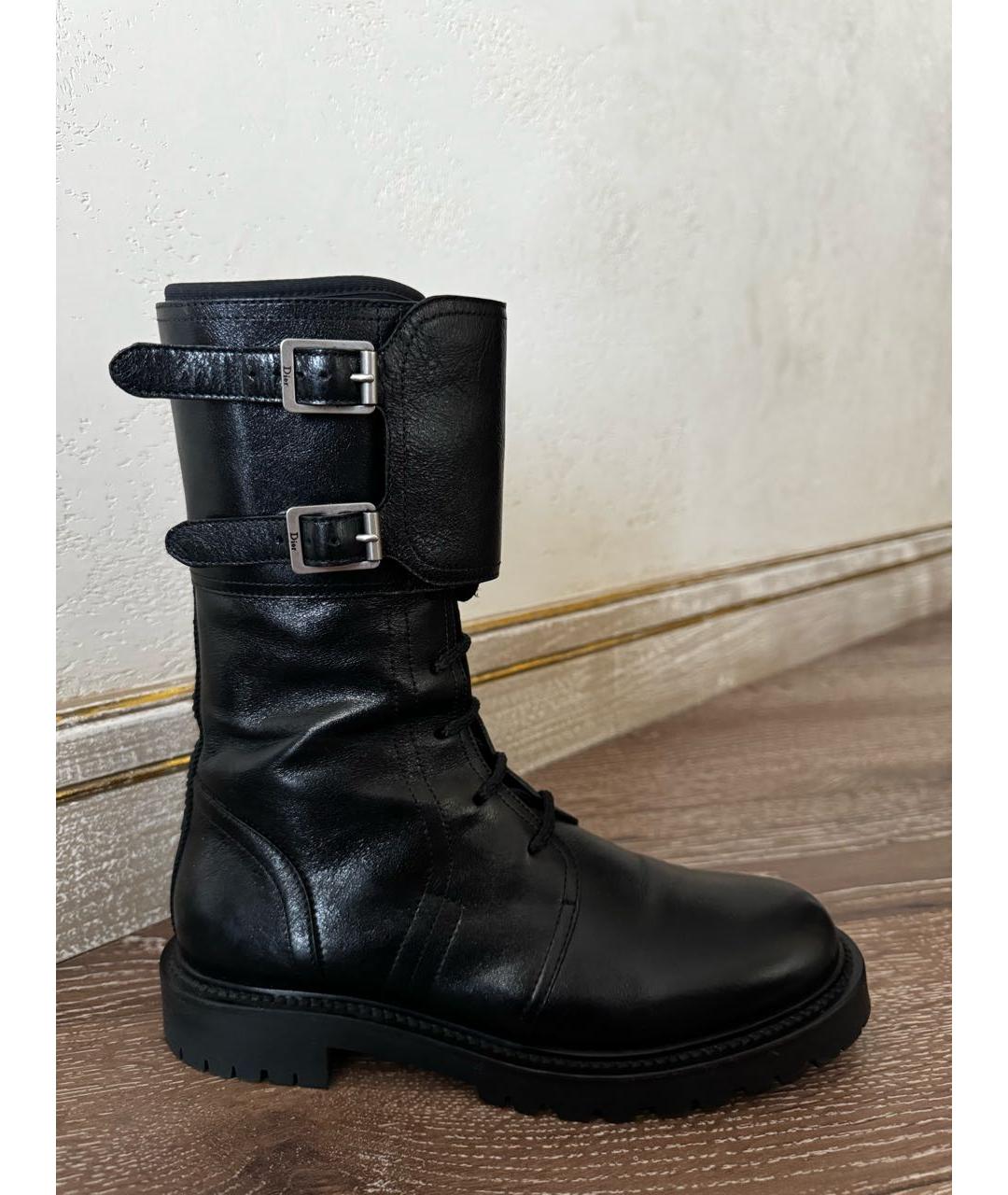 CHRISTIAN DIOR Черные кожаные ботинки, фото 5
